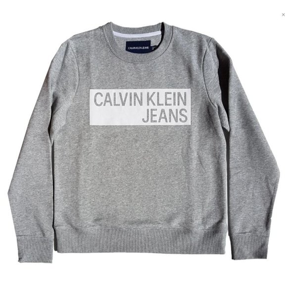 Calvin Klein Jeans Women's Gray Heathered Crew Neckline Pullover Sweater S/P/CH - Picture 2 of 14